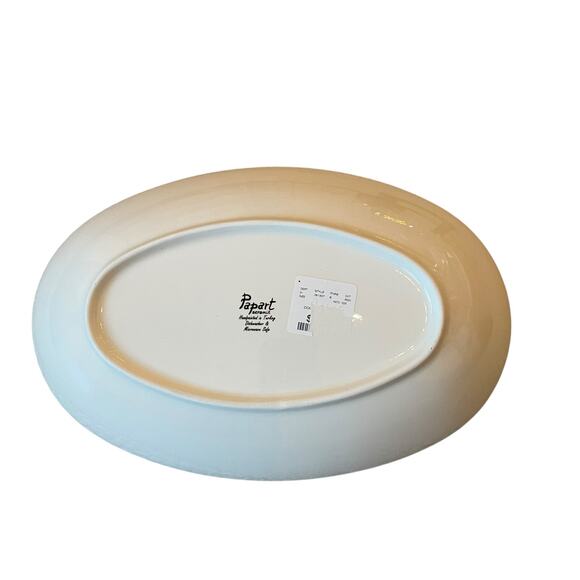 Papart Handpainted Turkish Serving Bowl 14x9 Ceramic Holiday Pinecone Holly NEW - Picture 9 of 15